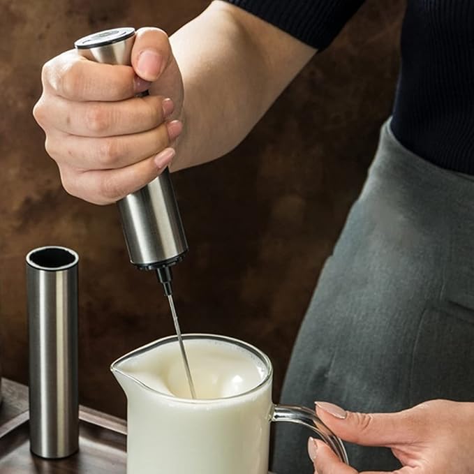 Electric Milk Frother,Mini Electric Blender,Handheld and Stainless Steel Coffee Frother,Detachable and Auto Whisk Drink Mixer for Home, Kitchen, Baking, Coffee Shop (Battery Operated but Not Included)