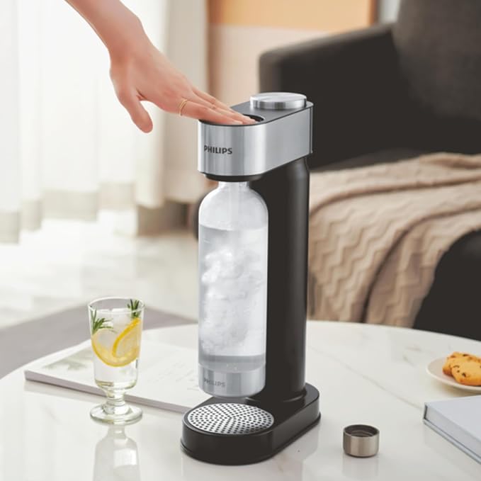 PHILIPS Carbonating Bottles ADD916/37, 1L Twin Pack Reusable PET Sparkling Water Bottles Compatible Sparkling Water Maker, 2 Pack for ADD4902BKOQ/37, ADD4902WHOQ/37 and ADD4901GROQ/37, ADD4901BKOQ/37