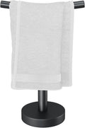 YUMORE Hand Towel Holder Stand for Bathroom & Kitchen, Freestanding T-Shape Fingertip Towel Rack with Anti-Scratch Weighted Base, Matte Black