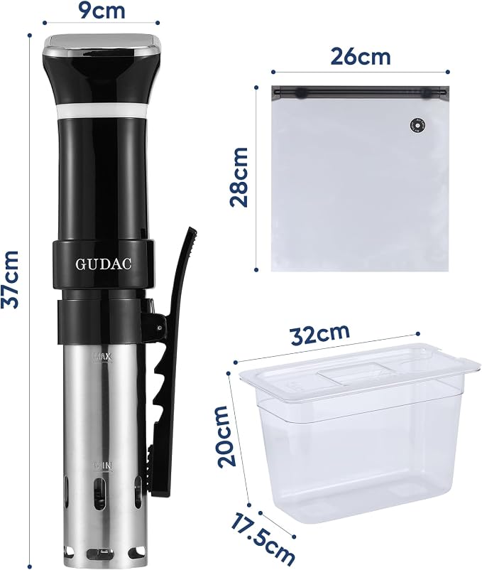 Sous Vide Precision Cooker, 1100 Watts, Sous Vide Machine Kit, Immersion Circulator, With 6L Water Container and 10pcs Sous Vide Bags