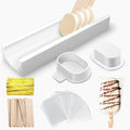 3 Inch Cakesicle Cutter and Cake Pop Mold Set with 8.7in Tray, 100 Wooden Sticks & 100 Bags, Silicone Cakesicle Mold for Homemade Cake Pops, Baking, Birthdays and Party Desserts (White)