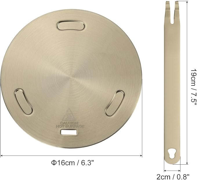 uxcell Heat Diffuser Plate for Gas Stove 6.3 Inch Round Heat Conduction Induction Adapter Plate with Removable Handle Cookware Protector for Cookware Heat Cooking Unfreeze, Rose Gold
