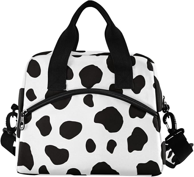 Milk Cow Dot Skin Insulated Lunch Bag Reusable Lunch Tote Bag Cooler Bag for Women Men Adult Lunch Box with Adjustable Shoulder Strap Leakproof Lunch Bag for Work School Picnic Camping