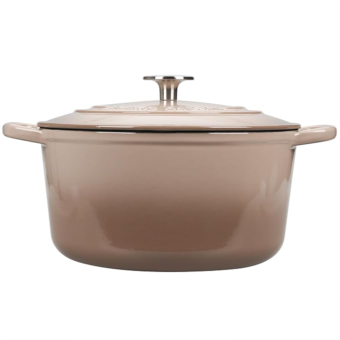 EDGING CASTING Enameled Cast Iron Dutch Oven with Sourdough Bread Baking Kit, Bread Dutch Oven with Lid, Includes Proofing Basket & Baking Tools, 5qt, Mocha