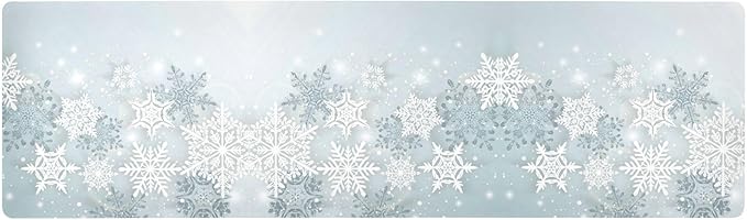 Silver Winter Abstract Snowflakes Christmas Trivet Table Runner 40 Inches Long Trivet for Hot Pots and Pans/Hot Dishes,Table Protector Heat Up to 230F, Decorative Hot Plates Mat for Kitchen Countertop