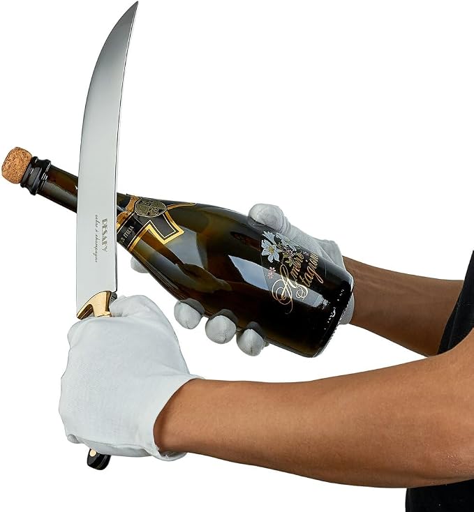 Resafy Champagne Saber With Wooden Box Champagne Knife Champagne Sword Champagne Opener (White)