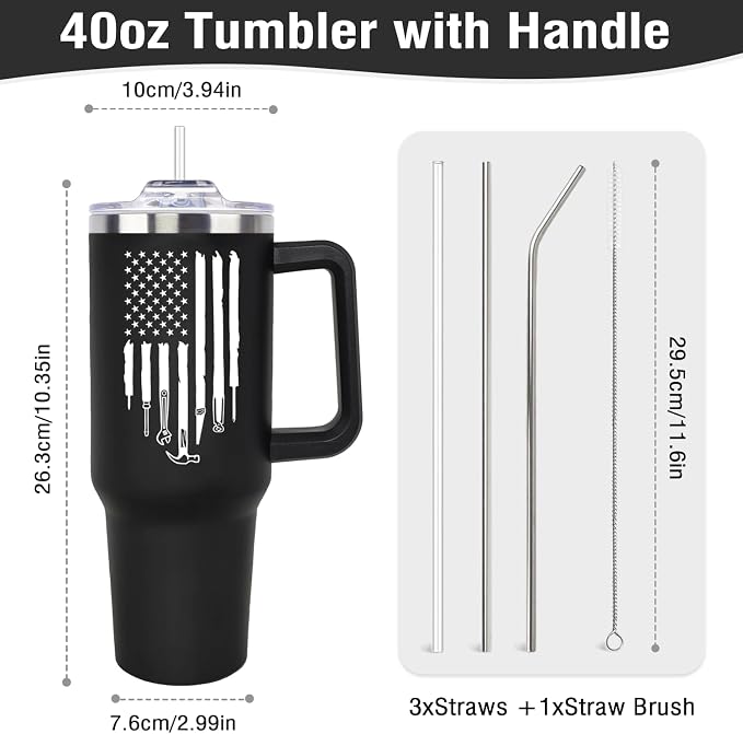 Fathers Day Gift for Dad, Husband, Mechanic Birthday Gifts for Men Him, Maintenance Appreciation Gift 40oz Tumbler, Unique Christmas Gift Ideas for Handyman, Mechanics, Grandpa