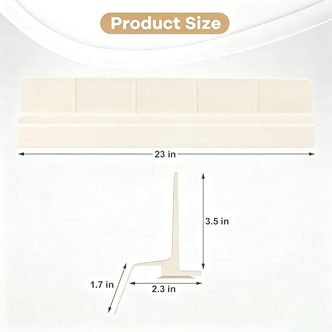 Sink Splash Guard with Suction Cups, 23", Silicone Water Guard for Kitchen & Bathroom, Faucet & Countertop Protector, Easy Install, Dishwasher Safe, Cream