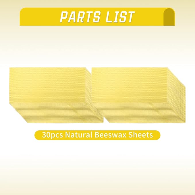 30pcs Beeswax Sheets Beehive Wax Foundation Sheets Natural Beeswax Honeycomb Sheets for Beekeeping Candle Making