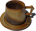 8oz Rustic Glaze Stoneware Coffee Cup & Saucer, Vintage Ceramic Mug Set, Microwave & Dishwasher Safe, Novelty Aesthetic Tea Cup, Unique Gifts Men and Women