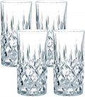Nachtmann Noblesse 13 oz Crystal Glass Long Drink, Set of 4 – 6" Cut Crystal Lead-Free Highball Glasses for Cocktails, Sparkling Drinks & Beverages – Machine-Made Barware for Tabletop Use