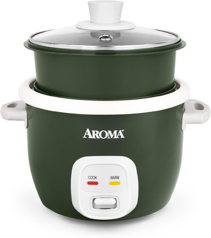 AROMA® CoreCoat Rice Cooker with Pop-Up Food Steaming Basket (4 Cups Cooked, 2 Cups Uncooked)