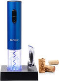 Secura Electric Wine Opener, Automatic Electric Wine Bottle Corkscrew Opener with Foil Cutter, Rechargeable (Blue)