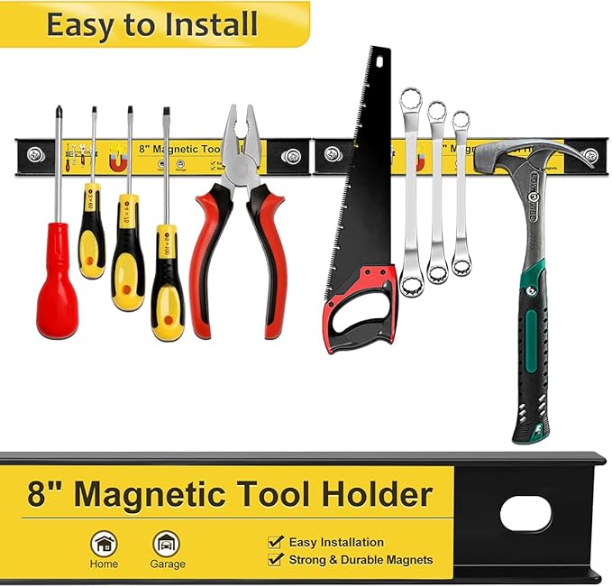 UCINNOVATE 8” Magnetic Tool Holder, 6 Pack Heavy Duty Magnetic Screwdriver Organizer Tool Holder Strips, Magnetic Strip Holder Workbench Storage, Magnet Tool Organization Bar for Wall Garage Wrenches