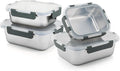 Cuiselect 4 PCS Stainless Steel Lunch Box- 4 Size Leakproof & Dishwasher Safe, Stackable Stainless Steel Food Containers, Metal Bento Box for Work,Travel (58/41 /24/ 14Oz)