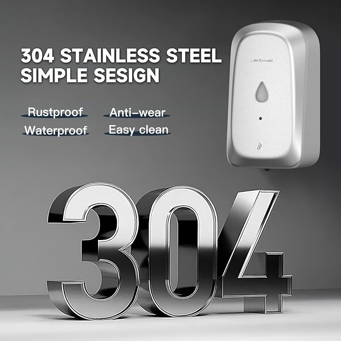 JETWELL Automatic Touch-Less Wall Mount Soap Dispenser and Multifold Paper Towel Dispenser Silver