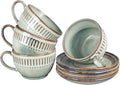 Cappuccino cup with tray, 8.5 oz. Set of 4 Ceramic Coffee Cups and Saucer Set for Latte, latte art cup, suitable for latte/cappuccino/milk/tea