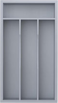 Silverware Organizer, Bamboo Kitchen Drawer Organizer, Utensil Holder, Cutlery Tray & Spoon Flatware Storage with Grooved Drawer Dividers (Grey, 6.7''W x 12''D)