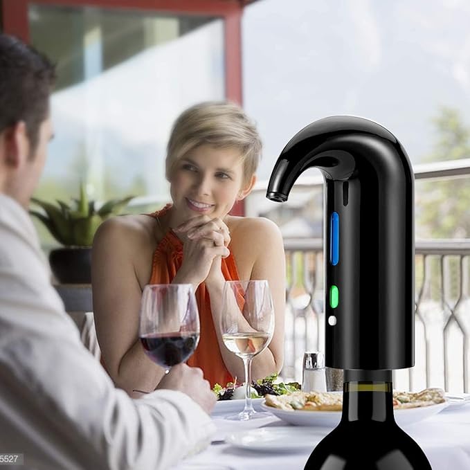 Electric Wine Aerator & Automatic Wine Dispenser, USB Rechargeable One-Touch Wine Decanter Pourer, Fast Aeration Wine Accessories Gift for Men & Women