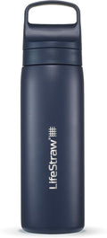 LifeStraw Go Series — Water Bottle Stainless Steel Bottle, 18oz, Aegan Sea, Removes Bacteria, Parasites, Microplastics, Improves Taste