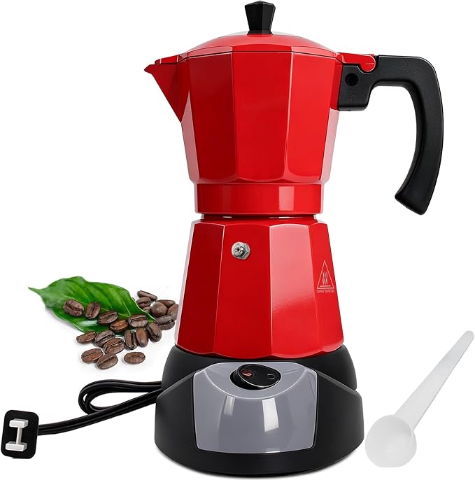 Electric Aluminum Moka Pot 3-6 Cup 150-300ml Stovetop Espresso Maker Portable Electric Expresso Pot Mocha Pot Percolator Italian Coffee Makers Greca Machine Cafe Classic for Home Camping
