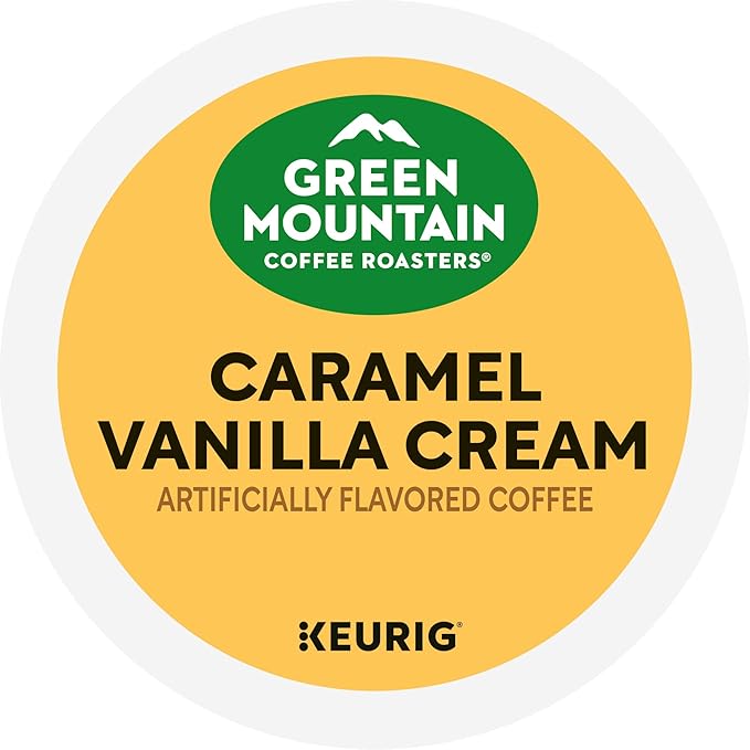 Green Mountain Coffee Roasters Caramel Vanilla Cream, Single-Serve Keurig K-Cup Pods, Flavored Light Roast Coffee Pods, 32 Count