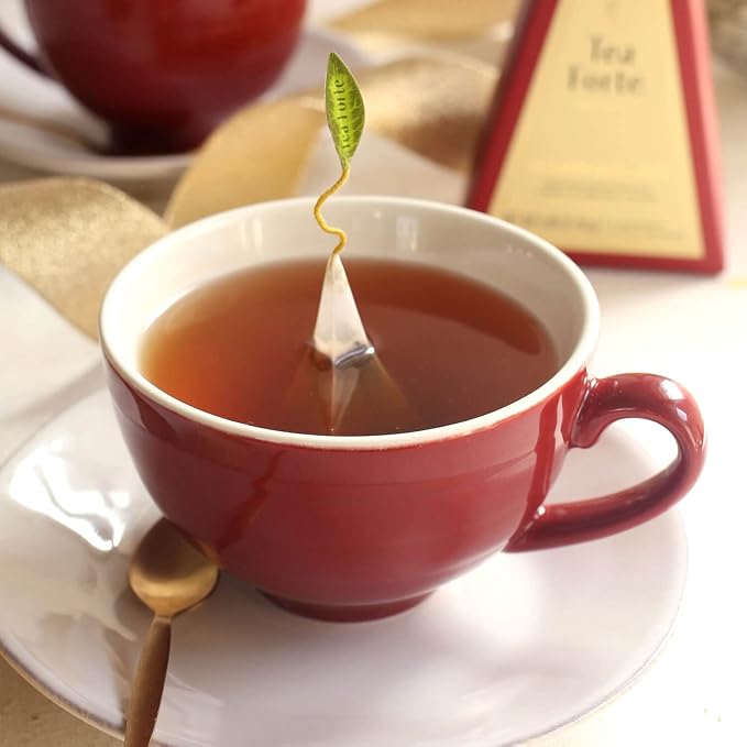 Tea Forte Porcelain Tea Cup and Lid, Steeps 8 oz., Microwave & Dishwasher Safe, Café Cup Ruby Red