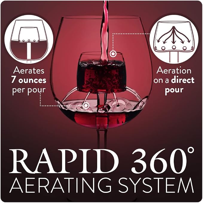 Sommelier Aerating Wine Glasses (Set of 2) by Chevalier Collection - Handblown Wine Glasses with Patented Built-In Aerator - Gift Packaging