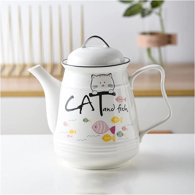 GRFIT Carafe Ceramic Cold Kettle with Handle Large Capacity Filter Teapot Teapot Home High Temperature Resistant Jug with Lid (170g) Water Pitcher (Color : H)