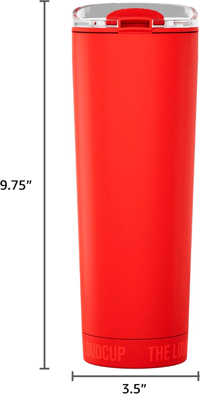 The LoudCup Blow Horn Tumbler, Cheer & Sip 2-in-1 Reusable Water Bottle with Built-In Horn for Sports Games, Tailgates, Parties & Events, BPA-Free, 23 oz, Siren Red