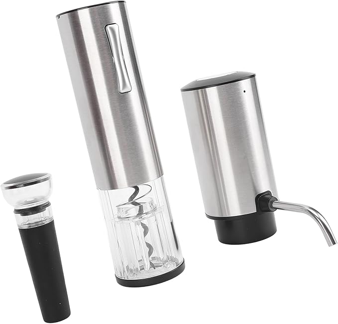 Stainless Steel Electric Wine Aerator, USB Rechargeable Corkscrew, Automatic Wine Pourer with Aerating Chamber, Ideal for Lovers Gifts