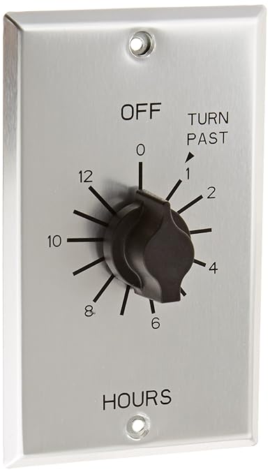 TORK C512H Spring-Wound in-Wall Twist Timer with Commercial Style Metal Plate and 12-Hour Length for Automatic Shutoff of Motors or Lights
