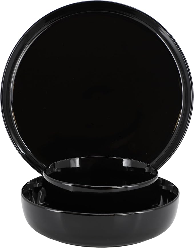 Elama Duncan 18 Piece Porcelain Dinnerware/Tableware Set, Service for 6 (Black)