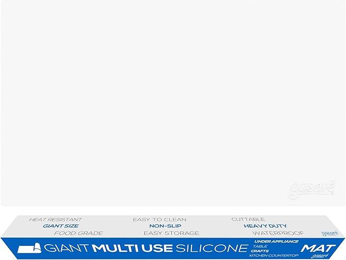 GASARÉ, Extra Large, Thick, Silicone Mat for Kitchen Counter, Heat Resistant Mat, Countertop Protector, Non-Slip, Easy to Clean, Cuttable, 40 x 23.5 Inches, Semi-Transparent