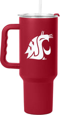 Logo Brands NCAA 40 oz Tumbler with Handle -Stainless Steel Insulated Travel Tumbler with Straw Lid – Powder Coated, Leak-Resistant, Keeps Drinks Hot/Cold – Great for Tailgating, or Everyday Use
