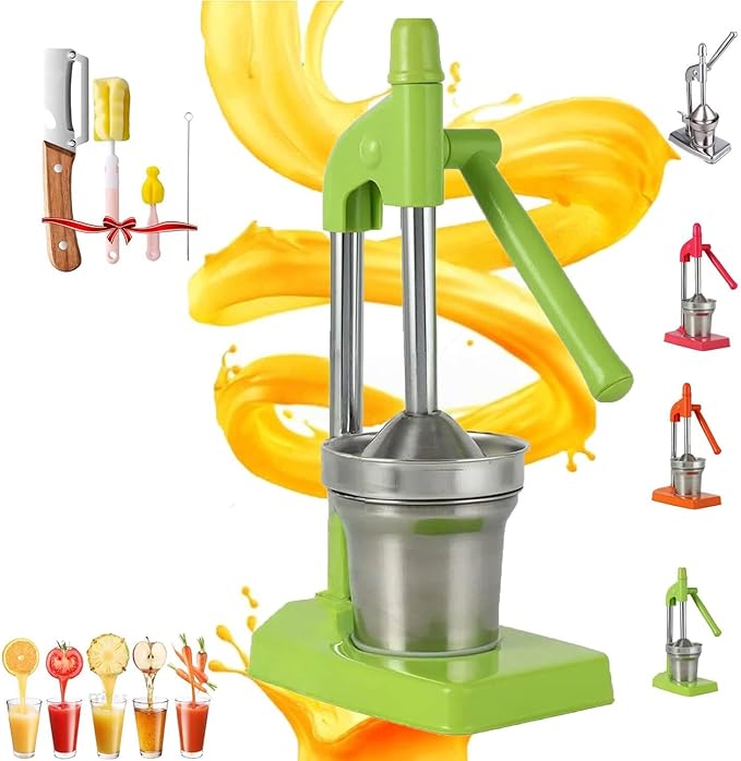 Manual Juicer Hand Press, Effective Cast Iron Juicer Hand Press, Heavy Duty Stainless Steel Manual for Fresh Lemonade and Orange Juice, Easy to Use and Clean, Home and Kitchen Essentials