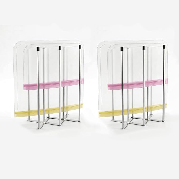 Reusable Bags Drying Rack, Extra Tall for 1 Gallon Zip-Top Reusable Bags, Foldable Stainless Steel Dryer Stand for Silicone & Plastic, Sandwich & Snack, Countertop Organizer, Silver, 2-Pack