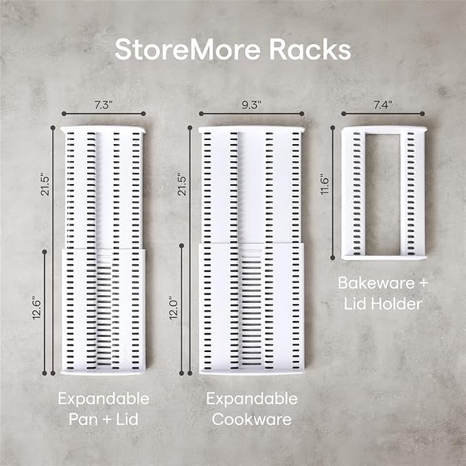 YouCopia StoreMore Cookware Rack with Tall Steel Wires, Adjustable Pan and Lid Organizer for Kitchen Cabinet Storage, Classic Edition