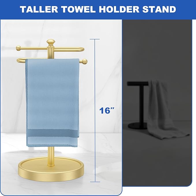 Hand Towel Holder, 304 Stainless Steel Heavy Duty S Shape Hand Towel Stand Free Standing Towel Bar for Bathroom Kitchen Countertop