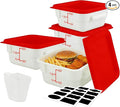 Square Food Containers with Lids 4-Pack, Commercial Grade Plastic Bins for Restaurant Kitchen Pantry Storage, Freezer & Dishwasher Safe (Red, 2QT-4PACK)