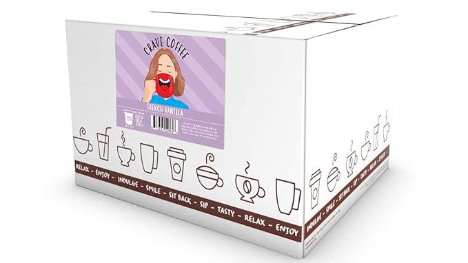 Crave Beverages Flavored Coffee Pods, Compatible with 2.0 K-Cup Brewers, Single Serve French Vanilla, 100 Count
