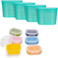 Bundle of 6 Pack Mini Collapsible Silicone Snack Containers with Lids + 4 Pack 100% Silicone Reusable Food Storage Bags 16oz Aqua