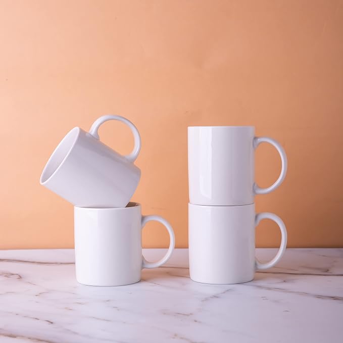 GBhome 12 OZ Off White Coffee Mugs, Ceramic Coffee Mugs with Large Handle for Man, Woman, Light Weight Coffee Mugs Set of 12 for Latte/Cappuccino/Cocoa/Milk, Dishwasher & Microwave Safe