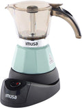 IMUSA 3 or 2 Cup Electric Mint Espresso Maker, Compact Moka Coffee Machine with Keep Warm Function, Detachable Base, Cuban & Italian Coffee Brewer, Mint & Black