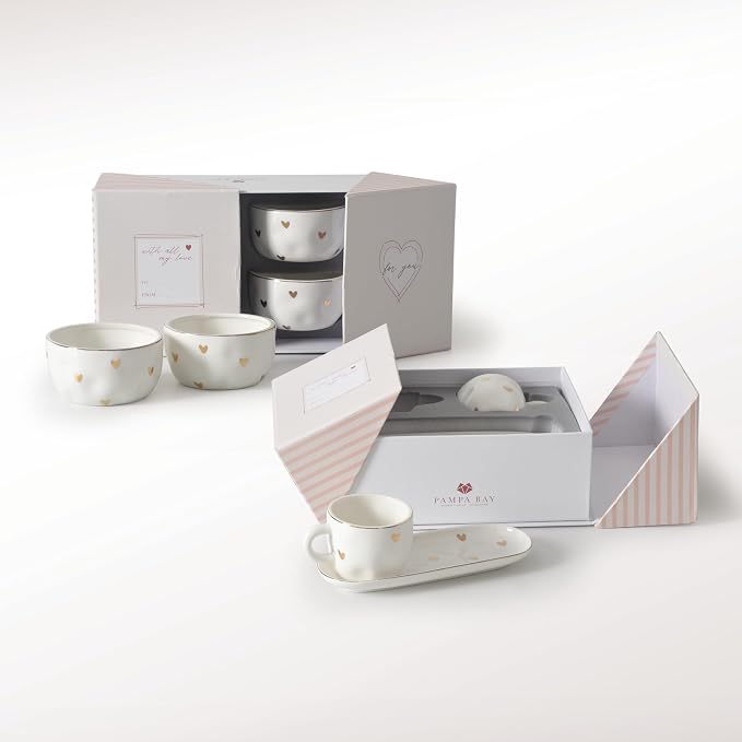 Pampa Bay Heart To Heart Set of 2 Espresso Cups & Saucers