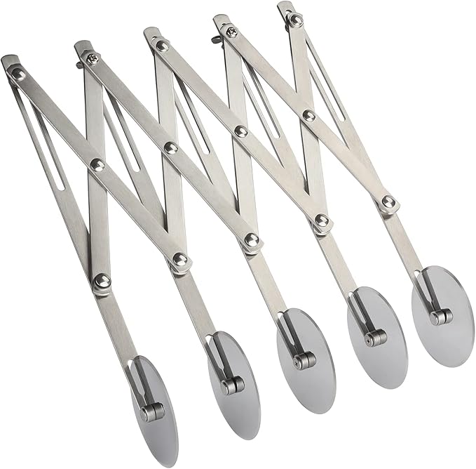 5-Wheel Stainless Steel Pastry Cutter - Expandable Pasta Roller for Noodle, Pizza, Pie Crust, Cookie Divider