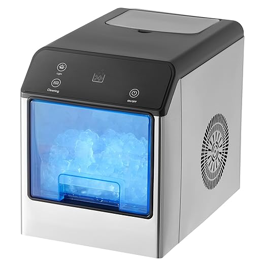 VEVOR Countertop Ice Maker, Self Cleaning Pebble Ice Machine with Ice Scoop & Drip Tray, 33lbs/24H Nugget Ice Maker with Convenient Ice Transfer for Home Kitchen Office