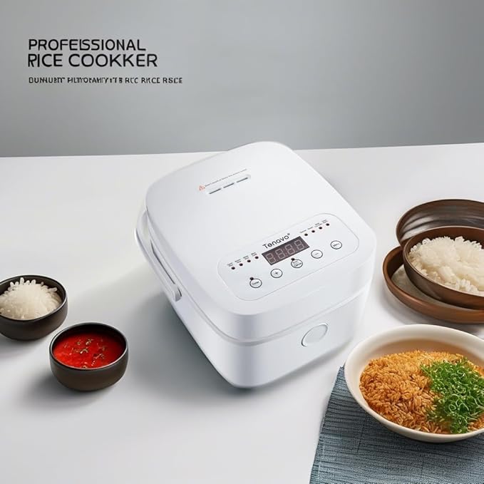 Digital Mini Rice Cooker 4 Cups Uncooked, 2L Rice Cooker Small, Portable Rice Cooker Small for 3-4 People, Travel Rice Cooker, Multi-cooker with 8 Smart Programs, 400W, White