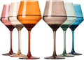 Colored Wine Glasses Set of 6-17.5【Hand Blown】 Crystal Colorful Wine Glasses with Tall Long Stems, Elegant Muticolor Colored Glassware - Unique Gifts for Wine Lovers-Wedding Gifts