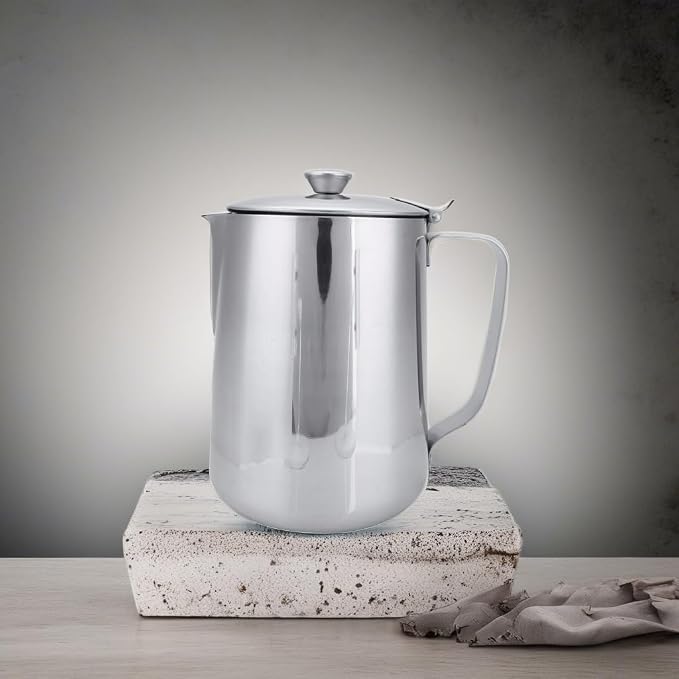 Frothing Pitcher Stainless Steel Coffee Cup Mug Milk Frothing Pitcher Jug with Lid for Latte Coffee Art(1500mL)
